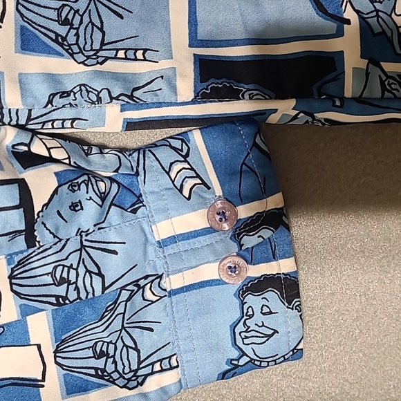 Vintage FUBU Men's Fat Albert AOP Long Sleeve Button Up Shirt Pre-Owned- Size XL - Picture 5 of 15